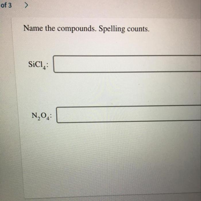 Compounds no3 counts spelling