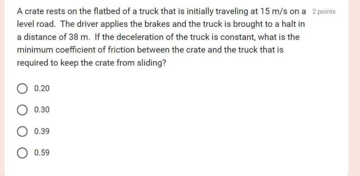 A crate rests on the flatbed of a truck