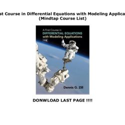 A first course in differential equations with modeling applications pdf