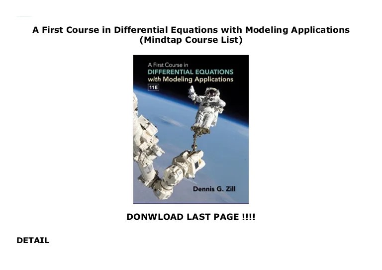 A first course in differential equations with modeling applications pdf