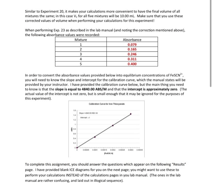 Experiment 23 determination equilibrium constant answers