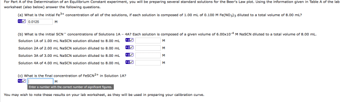 Experiment 23 determination equilibrium constant answers